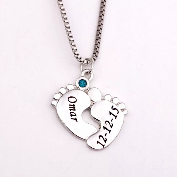 Personalized Baby Feet Pendant Necklace - Picture 2 of 3